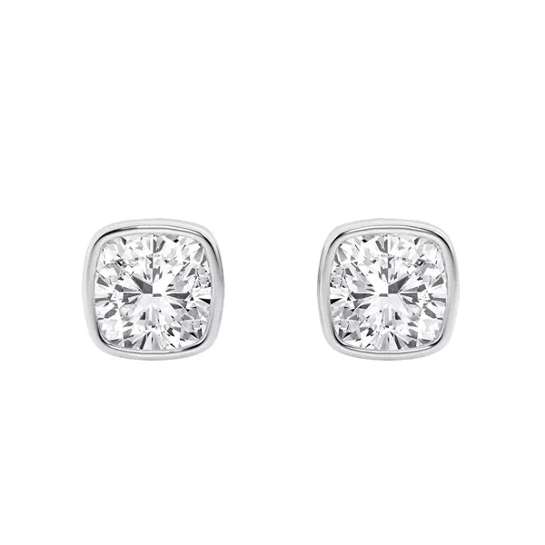 Cushion Lab Diamond Bezel Stud Earrings (1 ct. tw.)