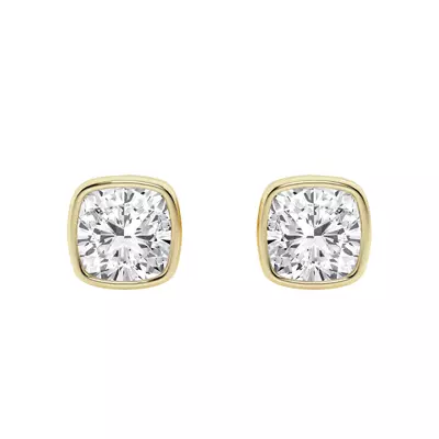 Cushion Lab Diamond Bezel Stud Earrings (1 ct. tw.)