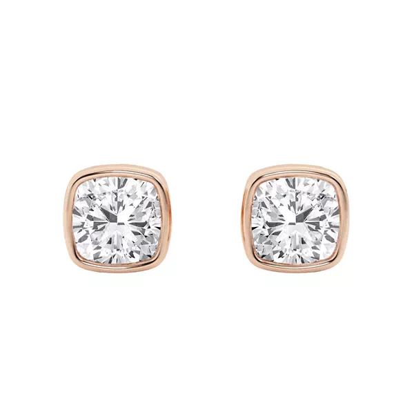 Cushion Lab Diamond Bezel Stud Earrings (1 1/2 ct. tw.)