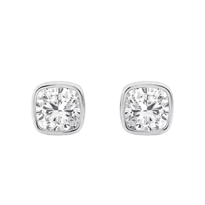 Cushion Lab Diamond Bezel Stud Earrings (1 1/2 ct. tw.)