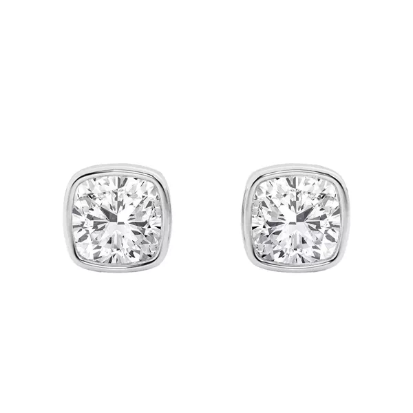 Cushion Lab Diamond Bezel Stud Earrings (1 1/2 ct. tw.)