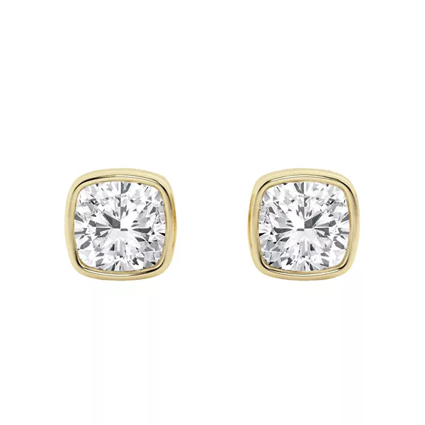 Cushion Lab Diamond Bezel Stud Earrings (1 1/2 ct. tw.)
