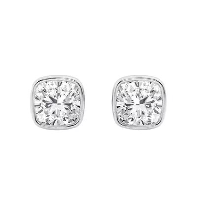 Cushion Lab Diamond Bezel Stud Earrings (2 ct. tw.)