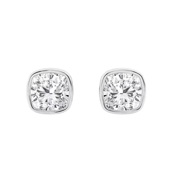 Cushion Lab Diamond Bezel Stud Earrings (3 ct. tw.)