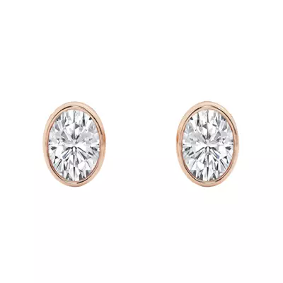 Oval Lab Diamond Bezel Stud Earrings (1/2 ct. tw.)