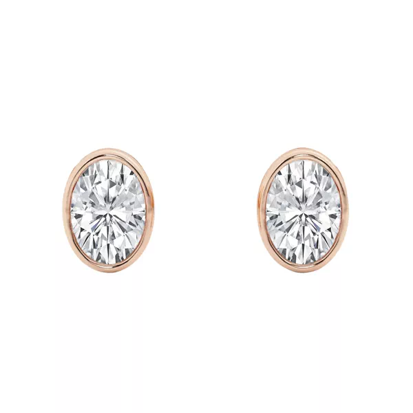 Oval Lab Diamond Bezel Stud Earrings (1/2 ct. tw.)