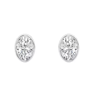 Oval Lab Diamond Bezel Stud Earrings (1/2 ct. tw.)
