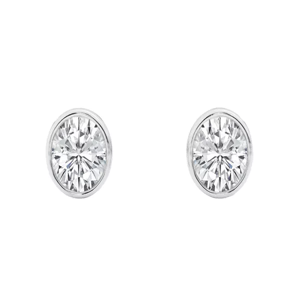 Oval Lab Diamond Bezel Stud Earrings (1/2 ct. tw.)