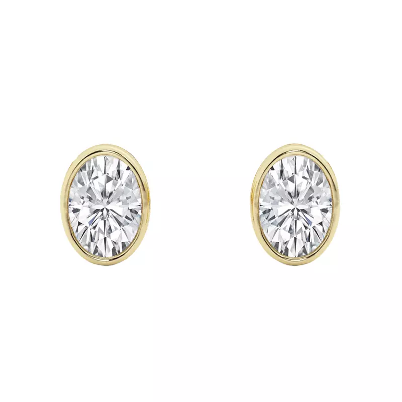 14K Yellow Gold Oval Lab Diamond Bezel Stud Earrings (1/2 ct. tw.)