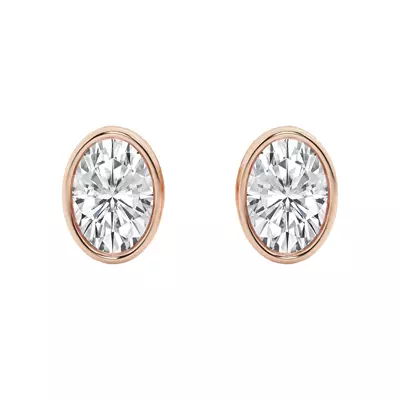 Oval Lab Diamond Bezel Stud Earrings (1 ct. tw.)