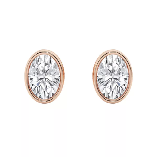 Oval Lab Diamond Bezel Stud Earrings (1 ct. tw.)