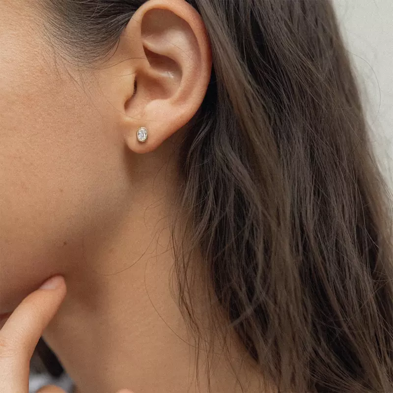 14K Rose Gold Oval Lab Diamond Bezel Stud Earrings (1 ct. tw.)