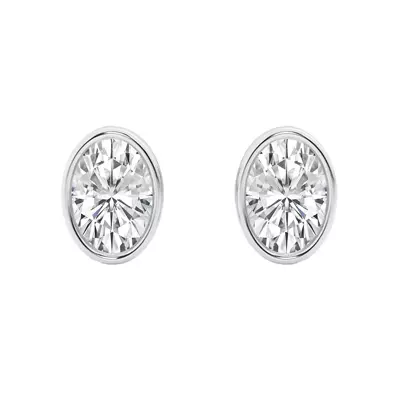 Oval Lab Diamond Bezel Stud Earrings (1 ct. tw.)