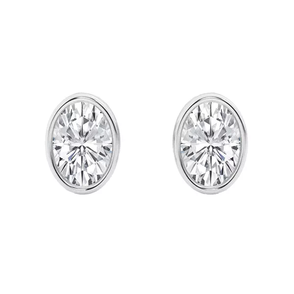Oval Lab Diamond Bezel Stud Earrings (1 ct. tw.)