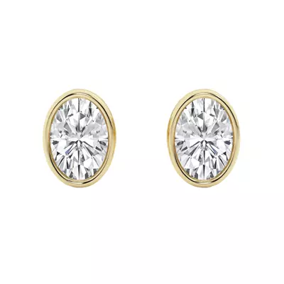 Oval Lab Diamond Bezel Stud Earrings (1 ct. tw.)