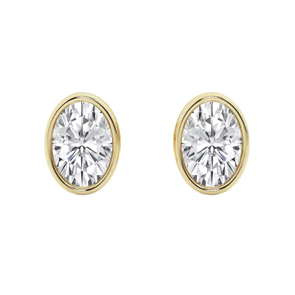 Oval Lab Diamond Bezel Stud Earrings (1 ct. tw.)