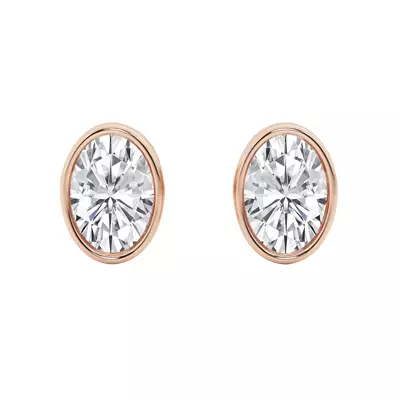 Oval Lab Diamond Bezel Stud Earrings (1 1/2 ct. tw.)