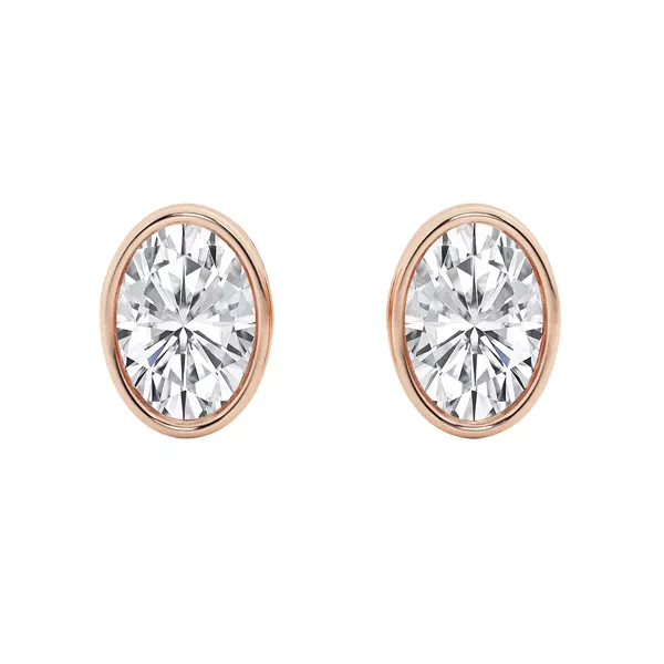 Oval Lab Diamond Bezel Stud Earrings (1 1/2 ct. tw.)