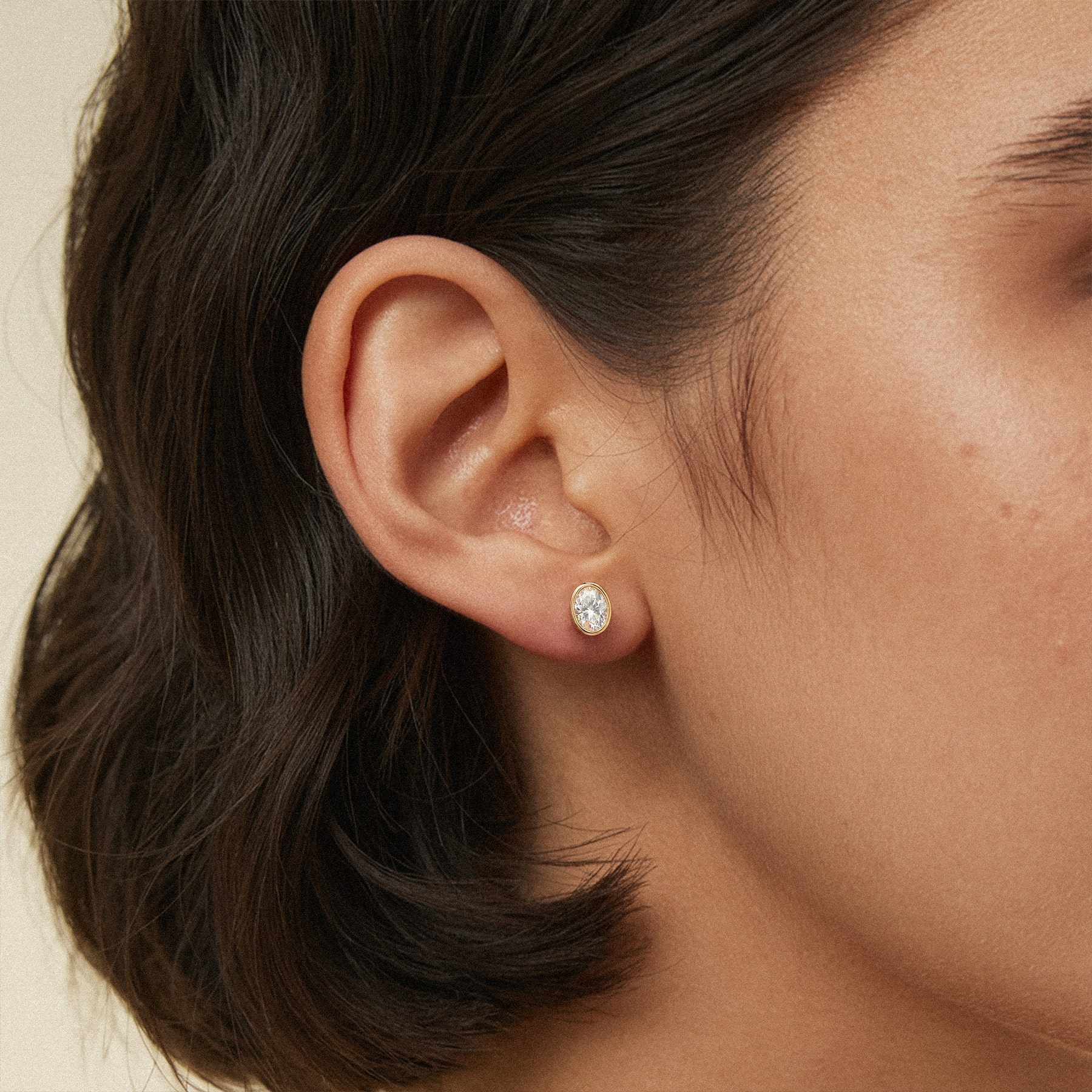 14K Rose Gold Oval Lab Diamond Bezel Stud Earrings (1 1/2 ct. tw.)