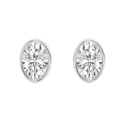 Oval Lab Diamond Bezel Stud Earrings (1 1/2 ct. tw.)