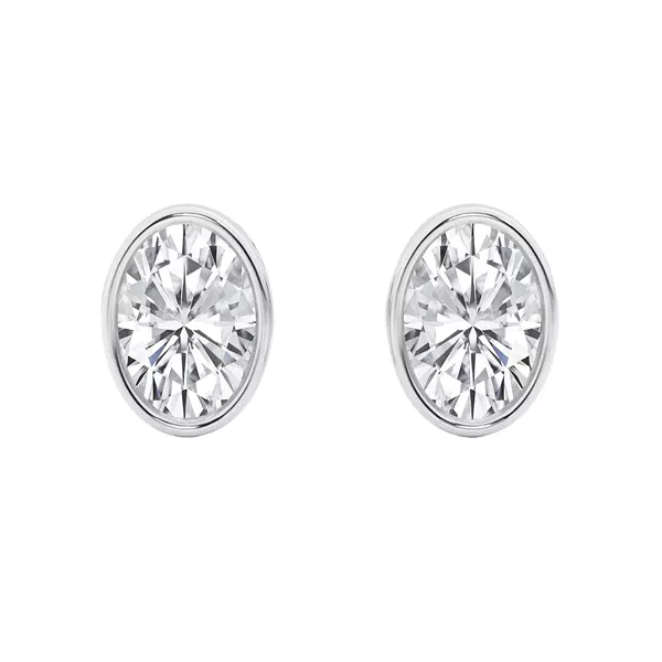 Oval Lab Diamond Bezel Stud Earrings (1 1/2 ct. tw.)