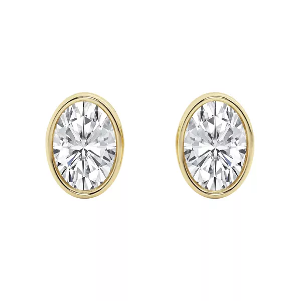 Oval Lab Diamond Bezel Stud Earrings (1 1/2 ct. tw.)