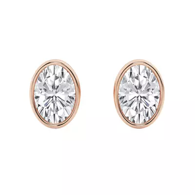 Oval Lab Diamond Bezel Stud Earrings (2 ct. tw.)