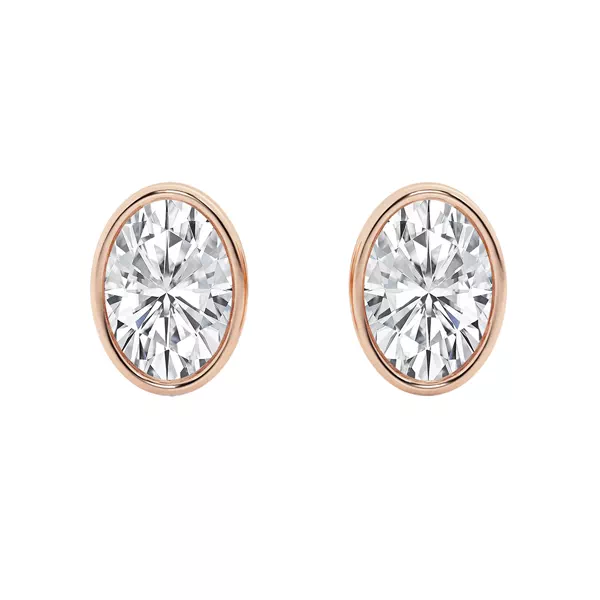 Oval Lab Diamond Bezel Stud Earrings (2 ct. tw.)