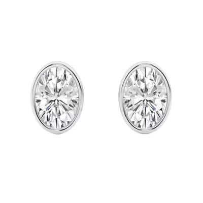 Oval Lab Diamond Bezel Stud Earrings (2 ct. tw.)