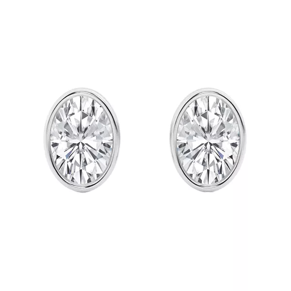 Oval Lab Diamond Bezel Stud Earrings (2 ct. tw.)