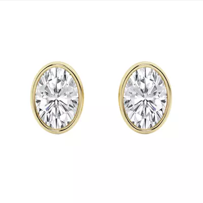 Oval Lab Diamond Bezel Stud Earrings (2 ct. tw.)