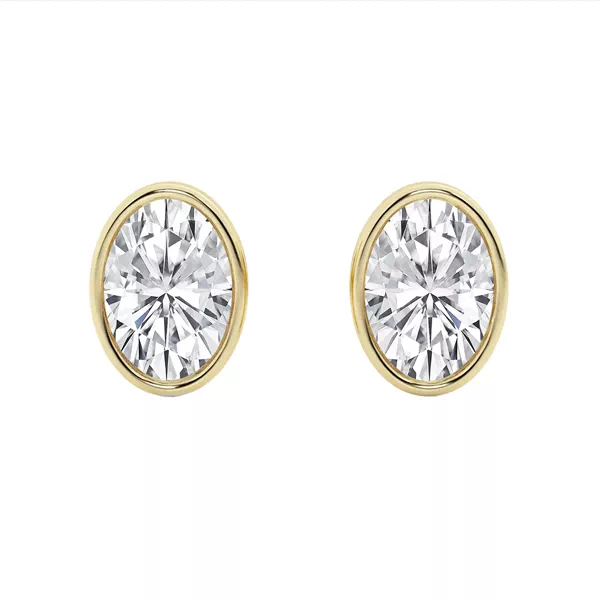 Oval Lab Diamond Bezel Stud Earrings (2 ct. tw.)