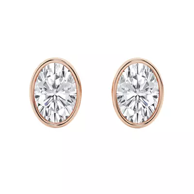 Oval Lab Diamond Bezel Stud Earrings (3 ct. tw.)