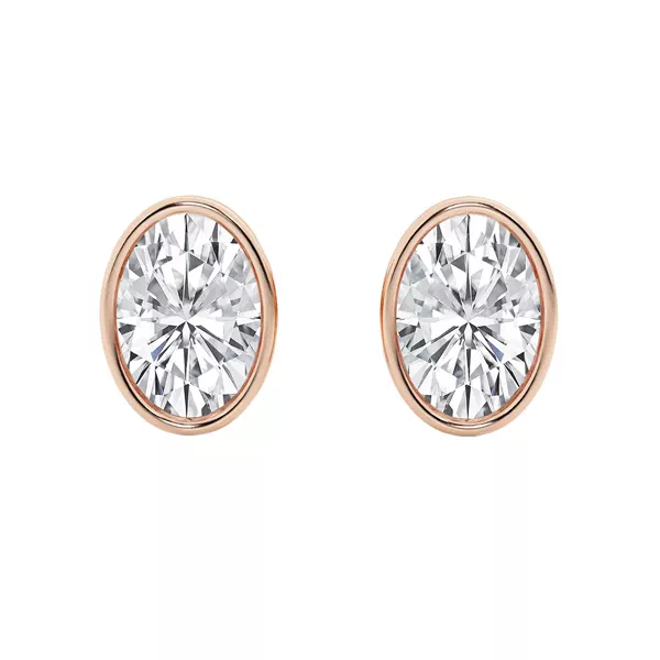 Oval Lab Diamond Bezel Stud Earrings (3 ct. tw.)