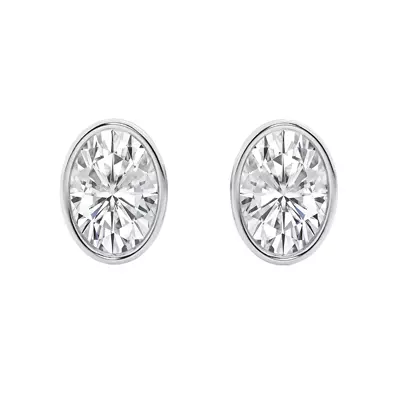 Oval Lab Diamond Bezel Stud Earrings (3 ct. tw.)