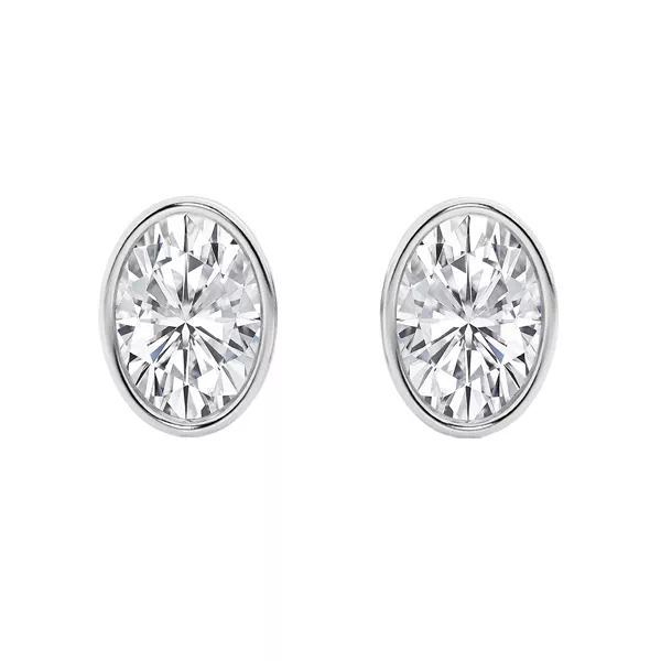 Oval Lab Diamond Bezel Stud Earrings (3 ct. tw.)