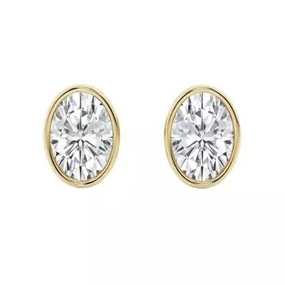 Oval Lab Diamond Bezel Stud Earrings (3 ct. tw.)