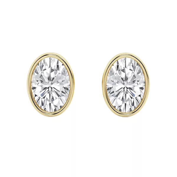 Oval Lab Diamond Bezel Stud Earrings (3 ct. tw.)