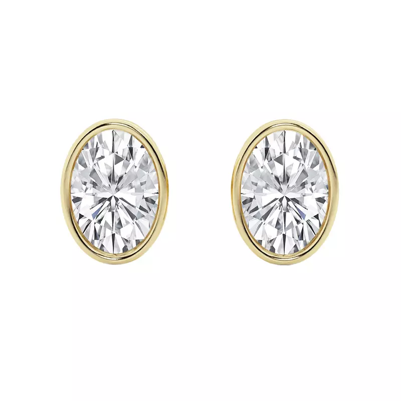 14K Yellow Gold Oval Lab Diamond Bezel Stud Earrings (3 ct. tw.)