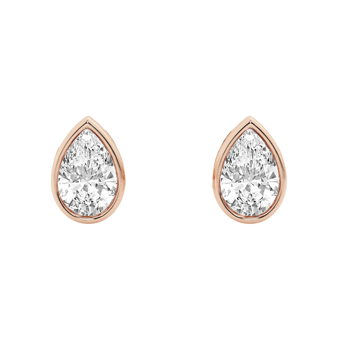 Pear Lab Diamond Bezel Stud Earrings (1/2 ct. tw.)-14K Rose Gold