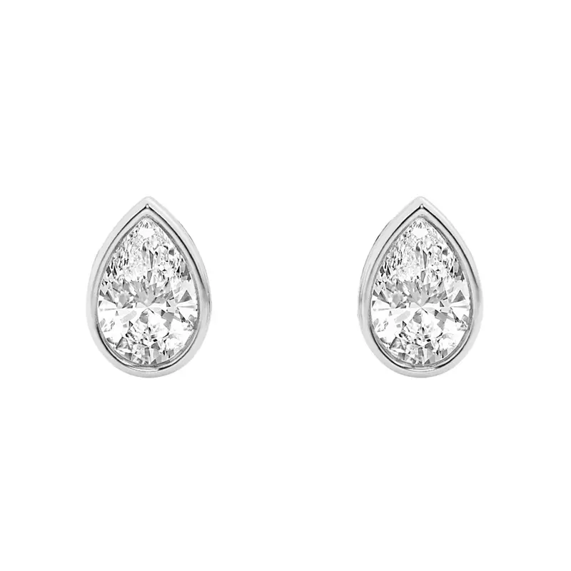 14K White Gold Pear Lab Diamond Bezel Stud Earrings (1/2 ct. tw.)