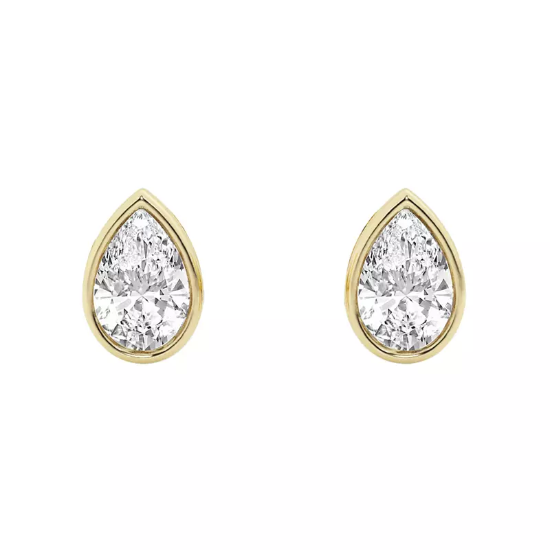 14K Yellow Gold Pear Lab Diamond Bezel Stud Earrings (1/2 ct. tw.)