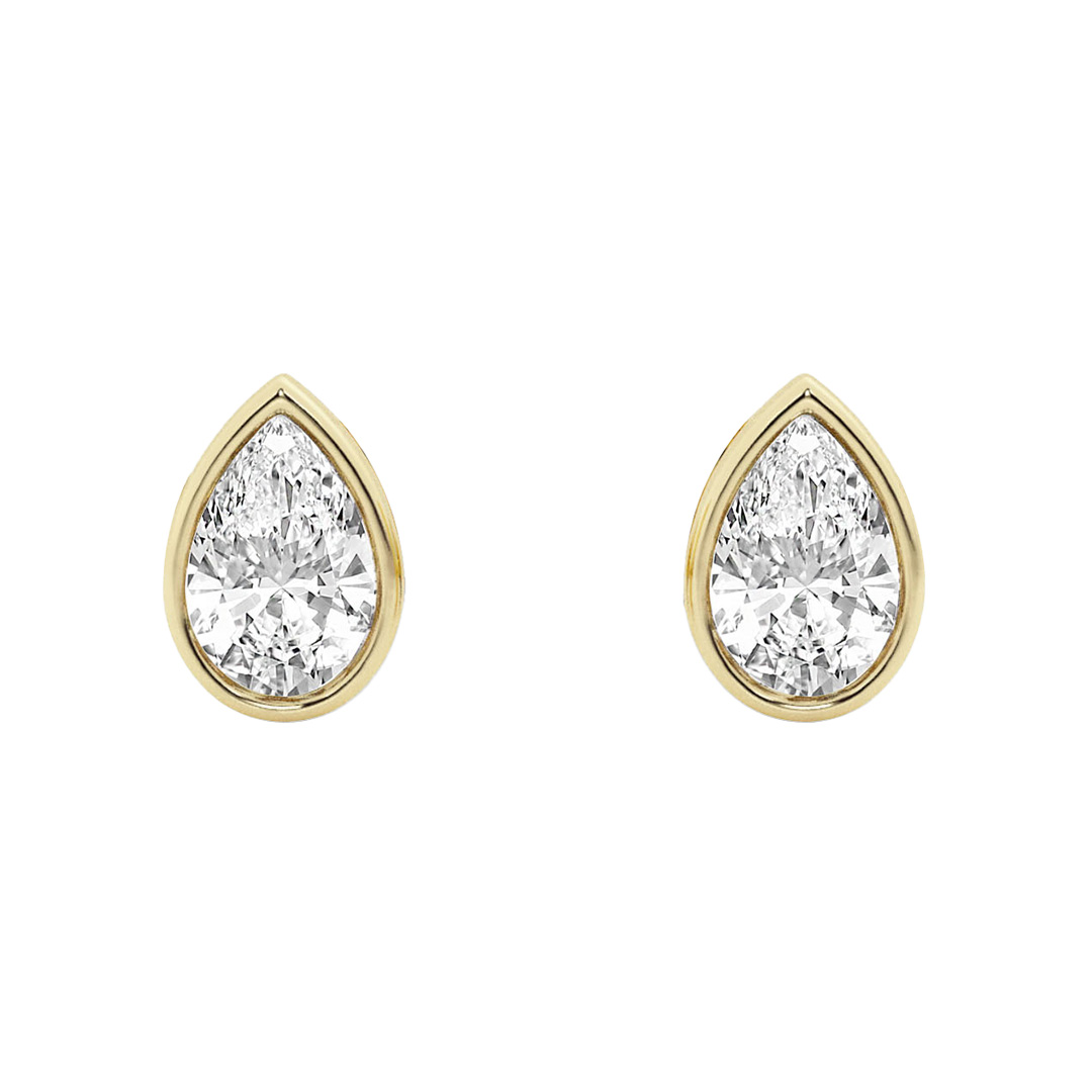 Pear Lab Diamond Bezel Stud Earrings (1/2 ct. tw.)-14K Yellow Gold