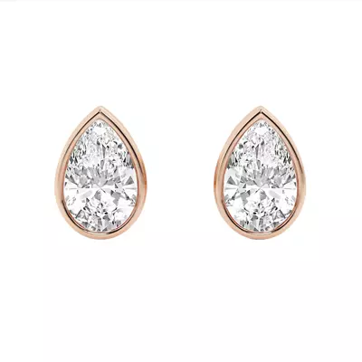 Pear Lab Diamond Bezel Stud Earrings (1 ct. tw.)