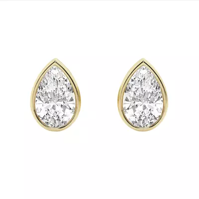 Pear Lab Diamond Bezel Stud Earrings (1 ct. tw.)