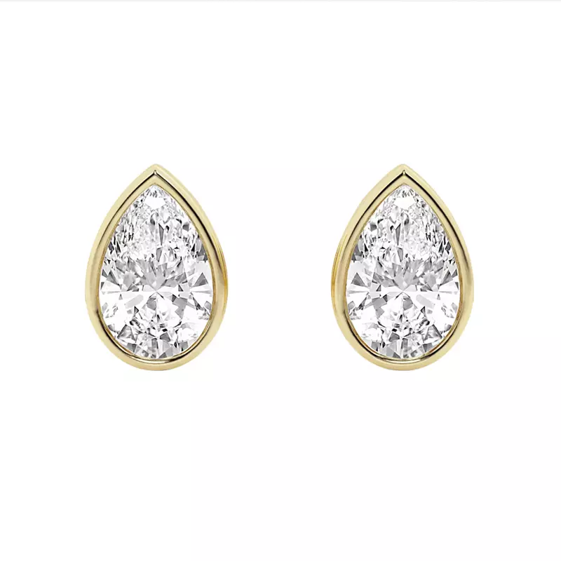 14K Yellow Gold Pear Lab Diamond Bezel Stud Earrings (1 ct. tw.)