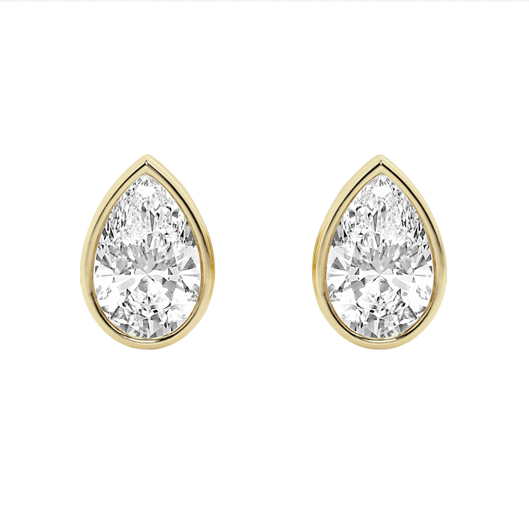 Pear Lab Diamond Bezel Stud Earrings (1 ct. tw.)-14K Yellow Gold