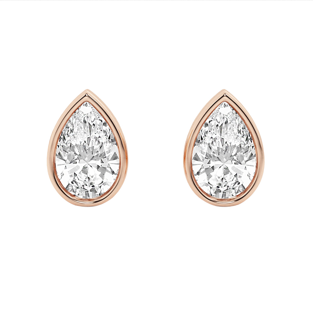 Pear Lab Diamond Bezel Stud Earrings (1 1/2 ct. tw.)-14K Rose Gold