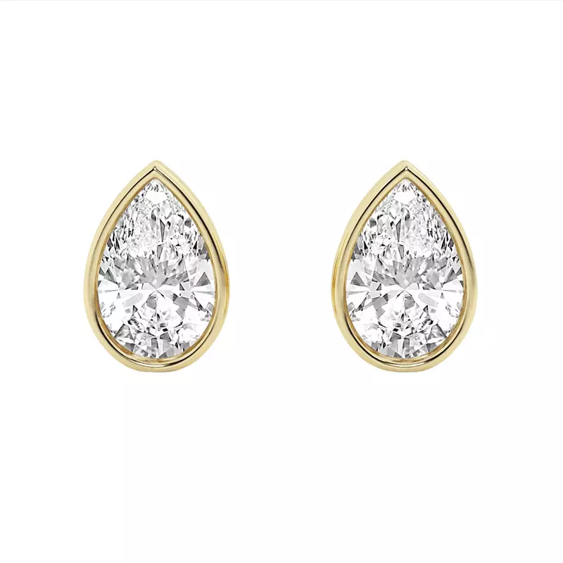 14K Yellow Gold Pear Lab Diamond Bezel Stud Earrings (2 ct. tw.)