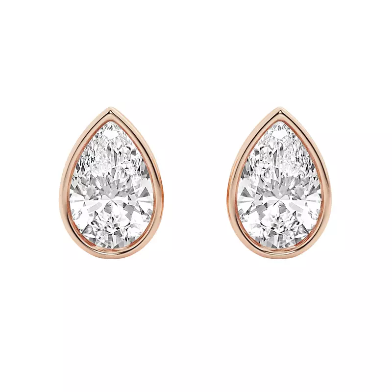 14K Rose Gold Pear Lab Diamond Bezel Stud Earrings (3 ct. tw.)